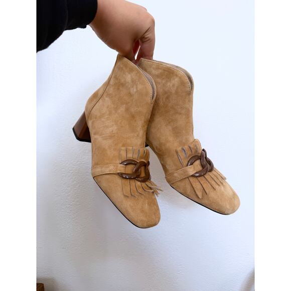 Suede Zipper Ankle Boots with Fringe - Size US 5.5-6 - Picture 2 of 10